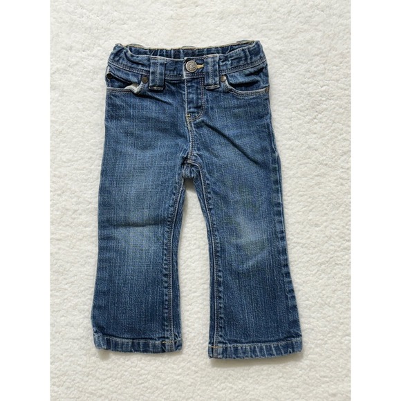 Baby Gap Toddler Blue Denim Jeans Girl 2 Years Adjustable Waist Bootcut - Picture 1 of 12